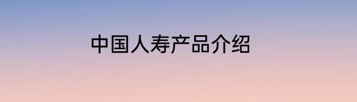 中国人寿产品介绍
