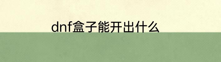 dnf盒子能开出什么