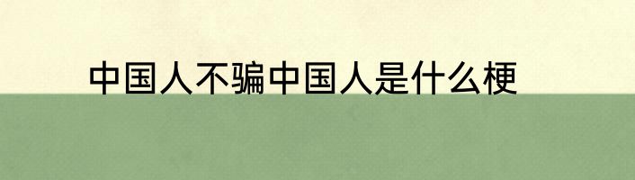 中国人不骗中国人是什么梗