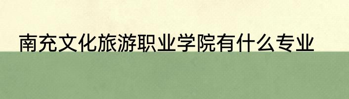 南充文化旅游职业学院有什么专业