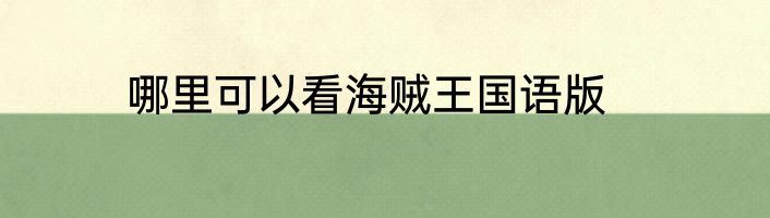 哪里可以看海贼王国语版