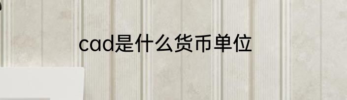 cad是什么货币单位