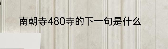 南朝寺480寺的下一句是什么