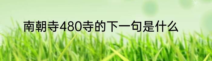 南朝寺480寺的下一句是什么