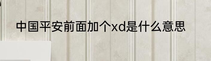 中国平安前面加个xd是什么意思