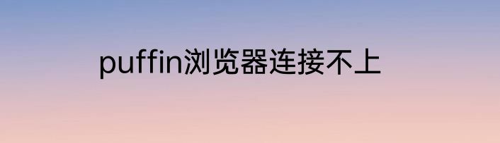 puffin浏览器连接不上