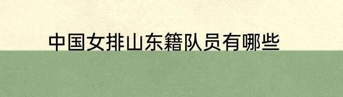中国女排山东籍队员有哪些