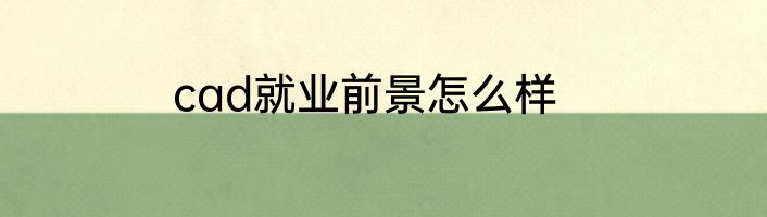cad就业前景怎么样