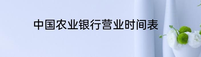中国农业银行营业时间表