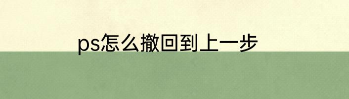 ps怎么撤回到上一步