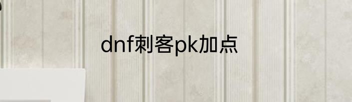 dnf刺客pk加点