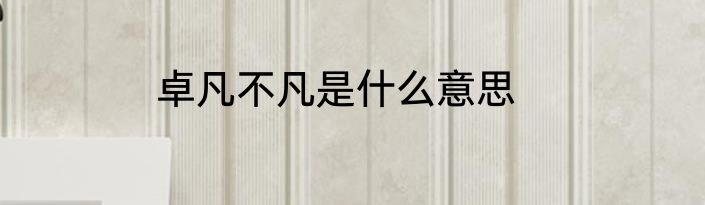 卓凡不凡是什么意思
