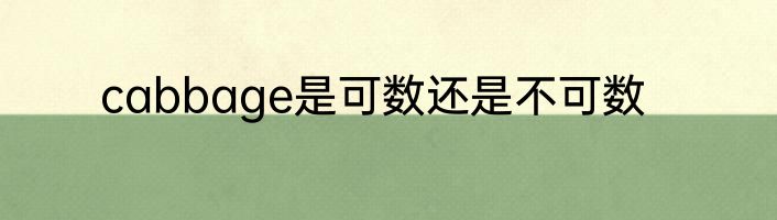 cabbage是可数还是不可数