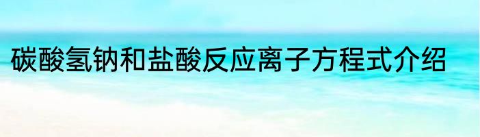碳酸氢钠和盐酸反应离子方程式介绍