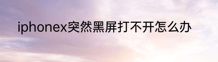 iphonex突然黑屏打不开怎么办