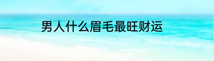 男人什么眉毛最旺财运
