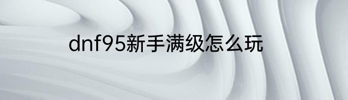 dnf95新手满级怎么玩