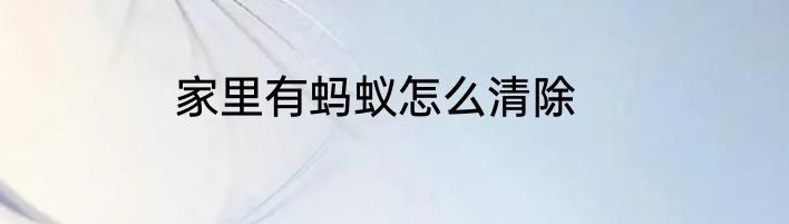 家里有蚂蚁怎么清除