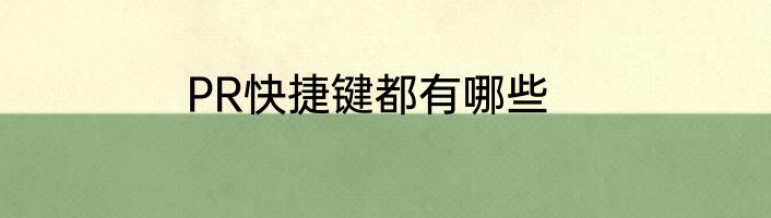 PR快捷键都有哪些