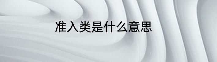 准入类是什么意思