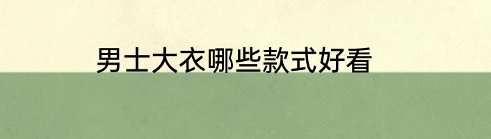 男士大衣哪些款式好看