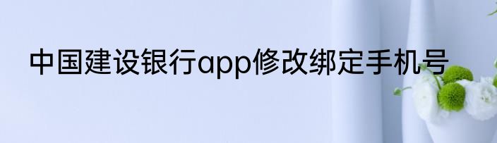 中国建设银行app修改绑定手机号