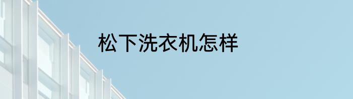 松下洗衣机怎样