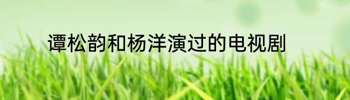 谭松韵和杨洋演过的电视剧