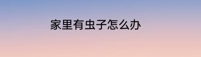 家里有虫子怎么办