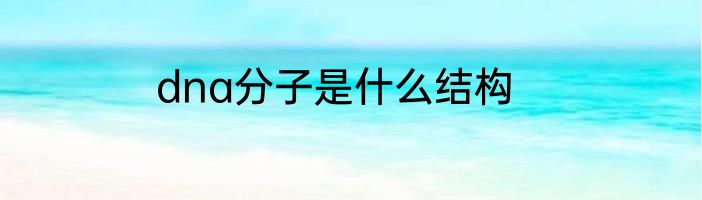 dna分子是什么结构