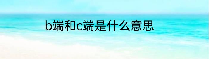 b端和c端是什么意思