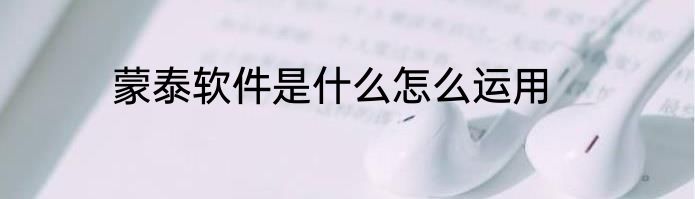 蒙泰软件是什么怎么运用