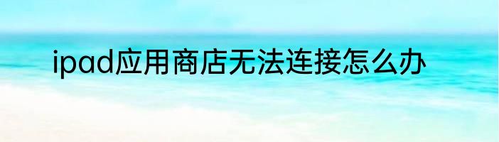 ipad应用商店无法连接怎么办