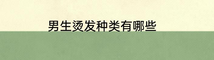 男生烫发种类有哪些