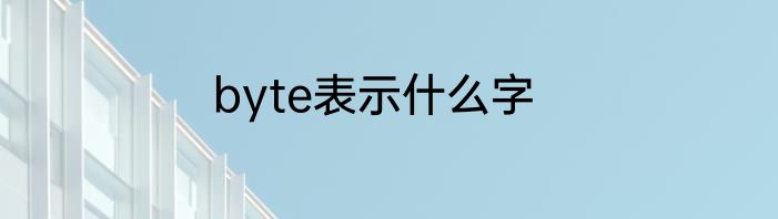 byte表示什么字