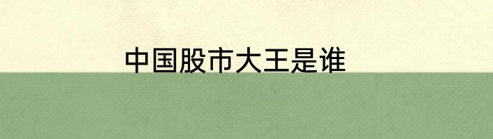 中国股市大王是谁