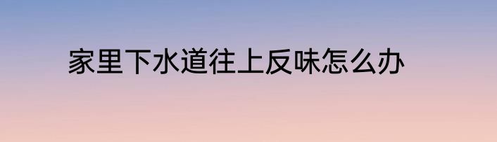 家里下水道往上反味怎么办