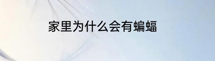 家里为什么会有蝙蝠