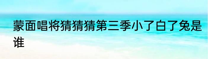 蒙面唱将猜猜猜第三季小了白了兔是谁
