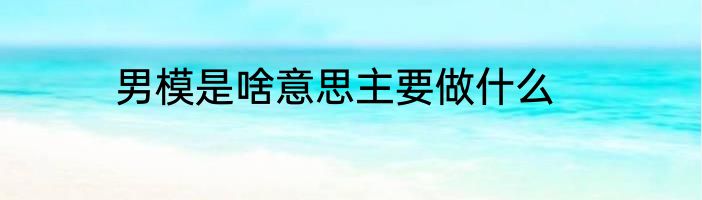 男模是啥意思主要做什么
