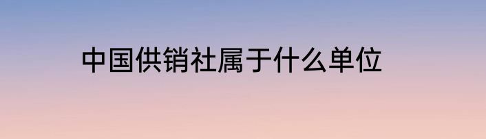 中国供销社属于什么单位