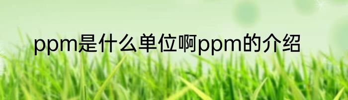 ppm是什么单位啊ppm的介绍