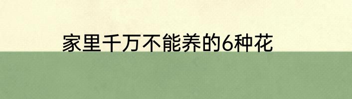 家里千万不能养的6种花