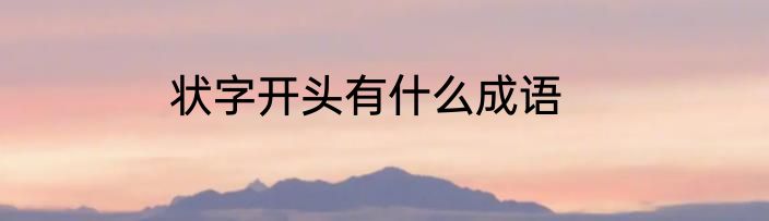 状字开头有什么成语