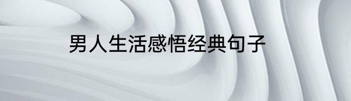 男人生活感悟经典句子