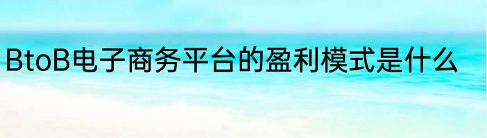 BtoB电子商务平台的盈利模式是什么