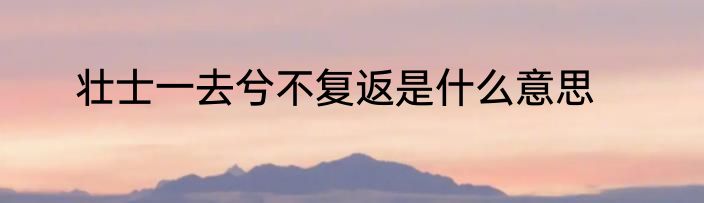 壮士一去兮不复返是什么意思