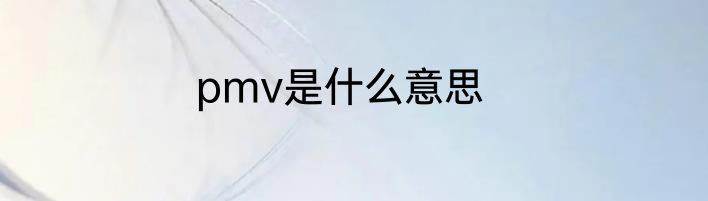pmv是什么意思