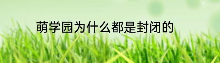 萌学园为什么都是封闭的