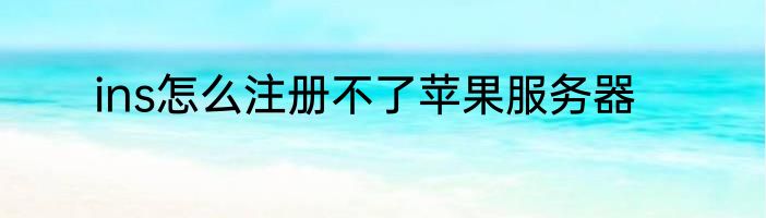 ins怎么注册不了苹果服务器